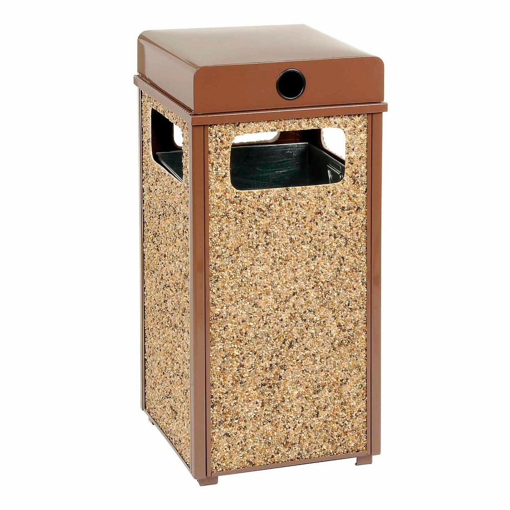 Stone Panel Trash Weather Urn Brown 13-1/2" Square X 35"H