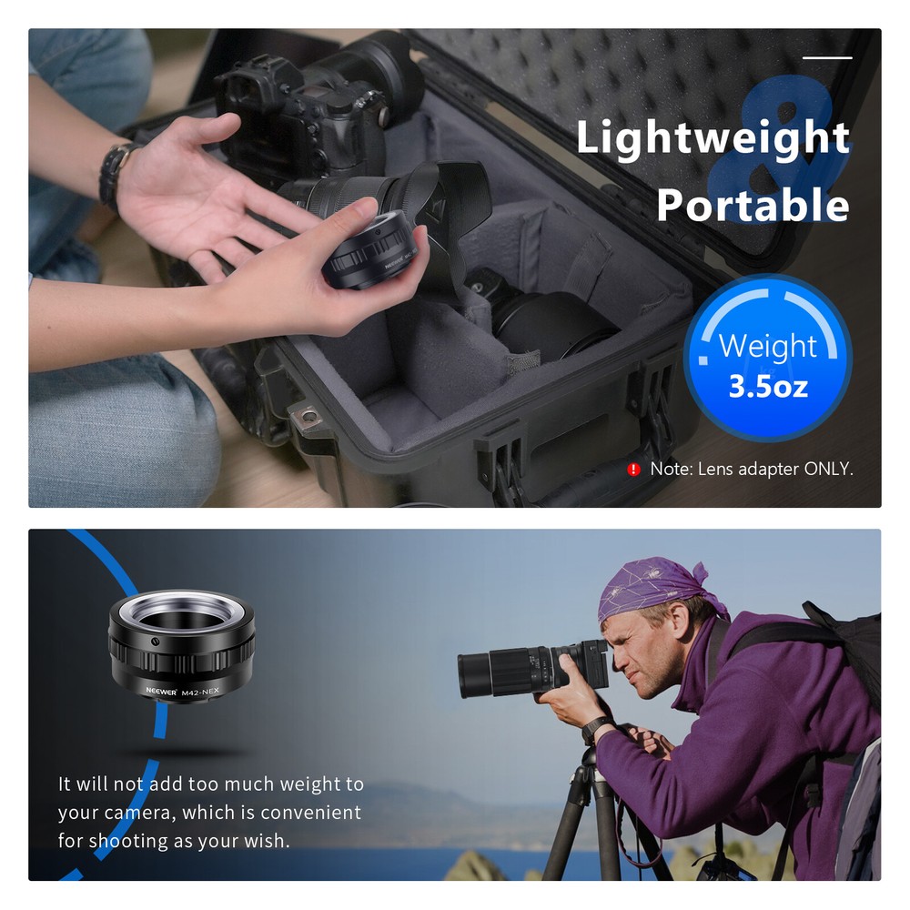 Neewer Adjustable M42 Screw Lens to Sony NEX E-Mount Camera Mount Adapter