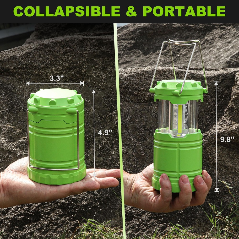 SEAMAGIC 2-Pack LED Green Camping Lanterns, Portable Lights,