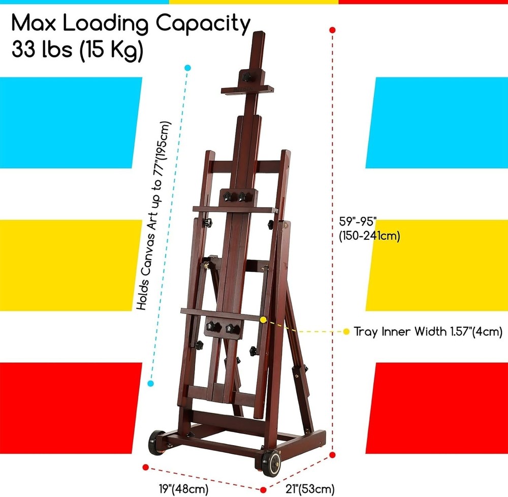 Artist Extra- Large Multi-Function Studio Easel, H-Frame Art Easel, Tilts Fla...