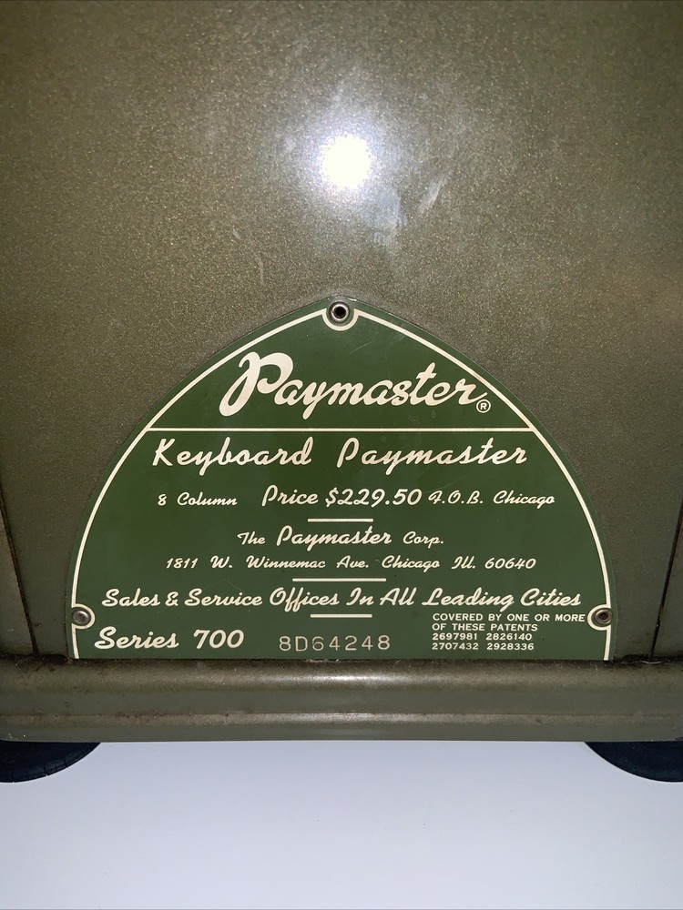 Vintage Paymaster Series 700 Check Writing Writer Machine - No Key