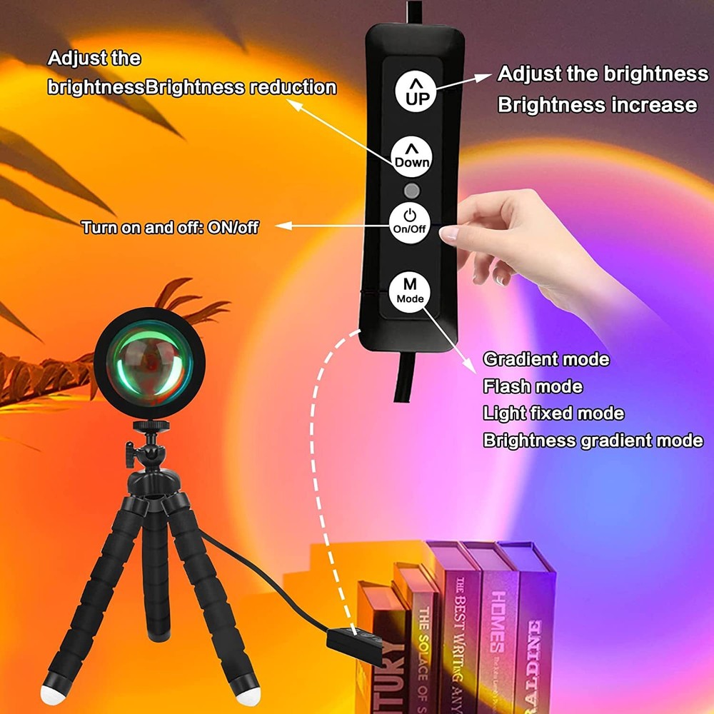 Smart LED Sunset Projection Lamp, Multi-Color, 360 Degree Rotation, APP Control