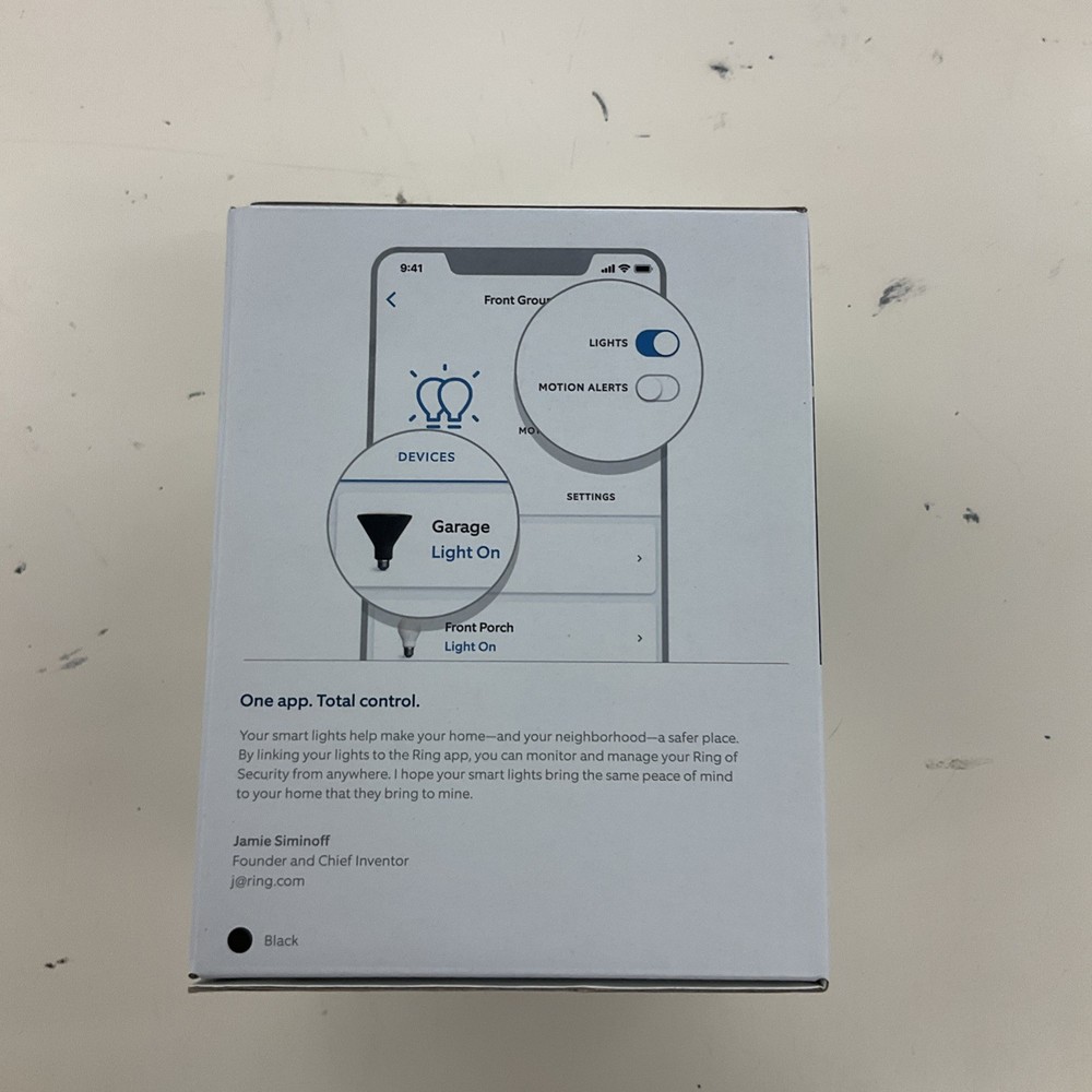 Ring Smart Lightbulb Dimmable Neutral White PAR38 LED Bulb Black New See Details