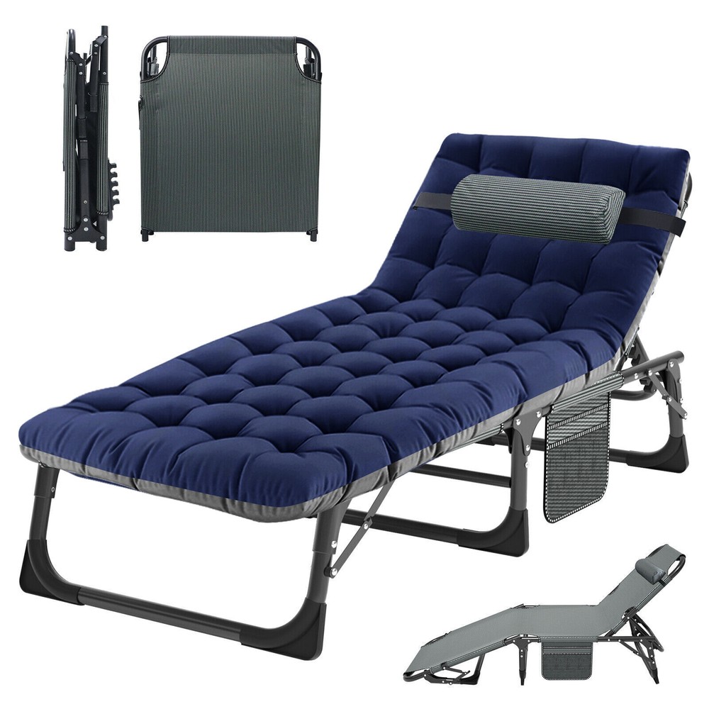 Rollaway Folding Guest Bed Rolling Cot Folding Chaise with Pillow Camping Bed