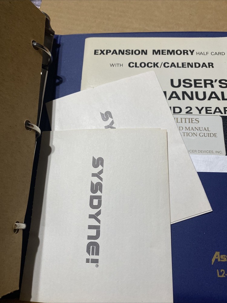 Sysdyne! EGA 256 Enhanced Graphics AdapterDF1331 Display User Manual And Disc