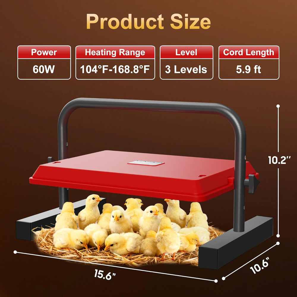 Chick Heat Plate, 15" X 10"Large Brooder Heating Plate for Poultry, Safe Chicken