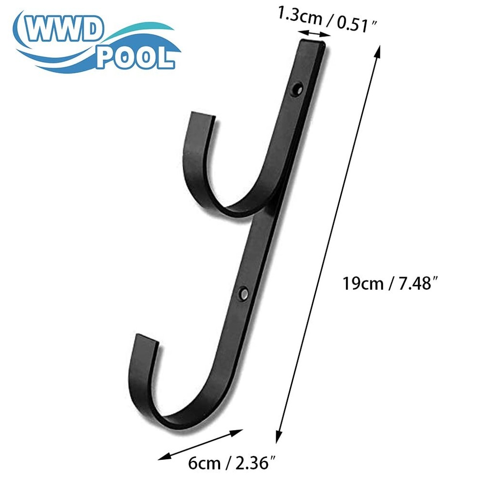 Pool Aluminum Pole Hanger Set Blue 1Pack 2 Hooks 1 Pair