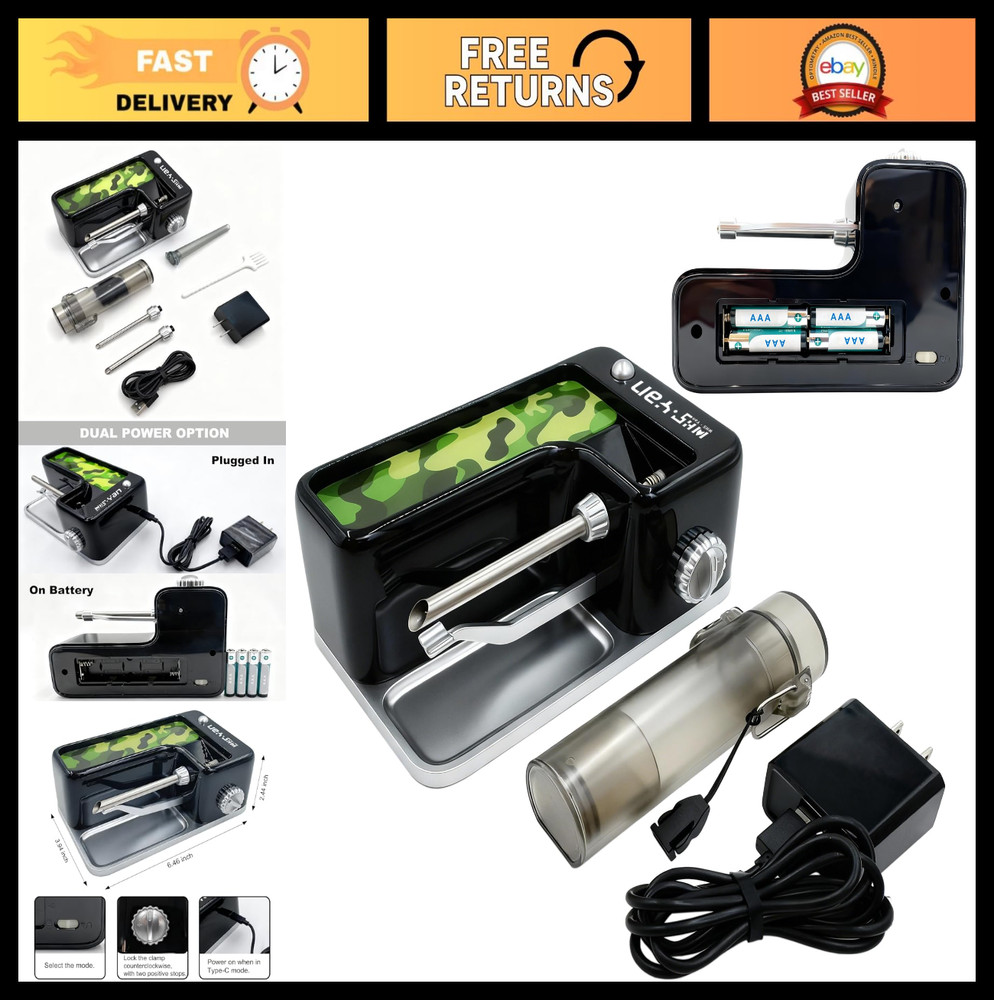 Automatic Cigarette Rolling Machine - USB-C & Battery Powered, Adjustable Densit