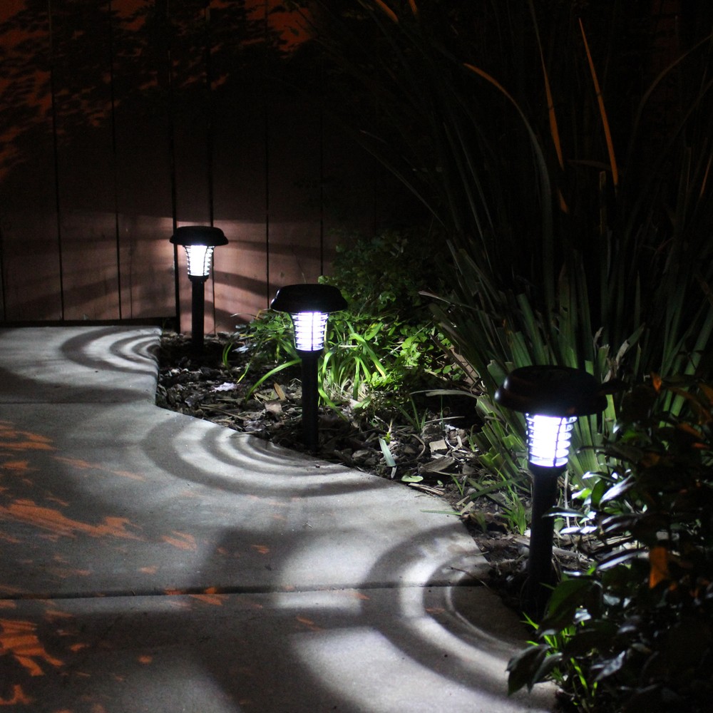 Solar Bug Zapper LED & UV Light Pathway Lighting Insect & Mosquito Control Safe