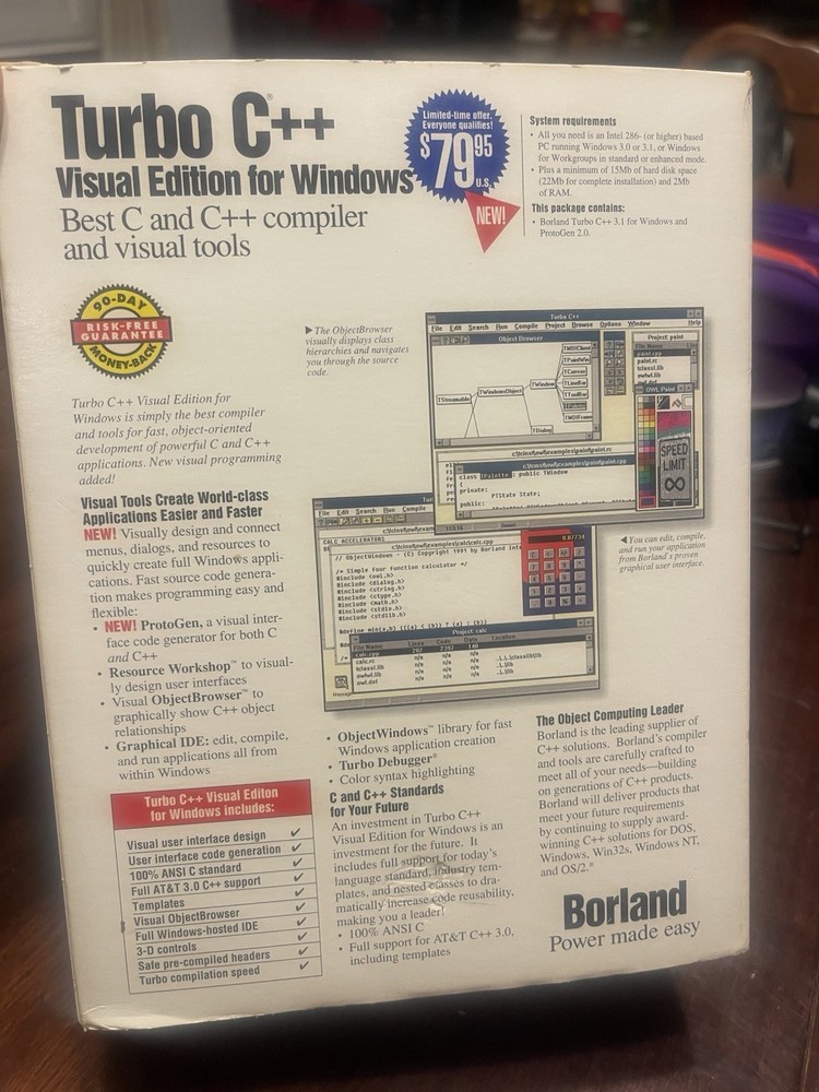 Borland Turbo C++ Windows 3.1 Software 3.5” Disks Set Visual Edition ProtoGen