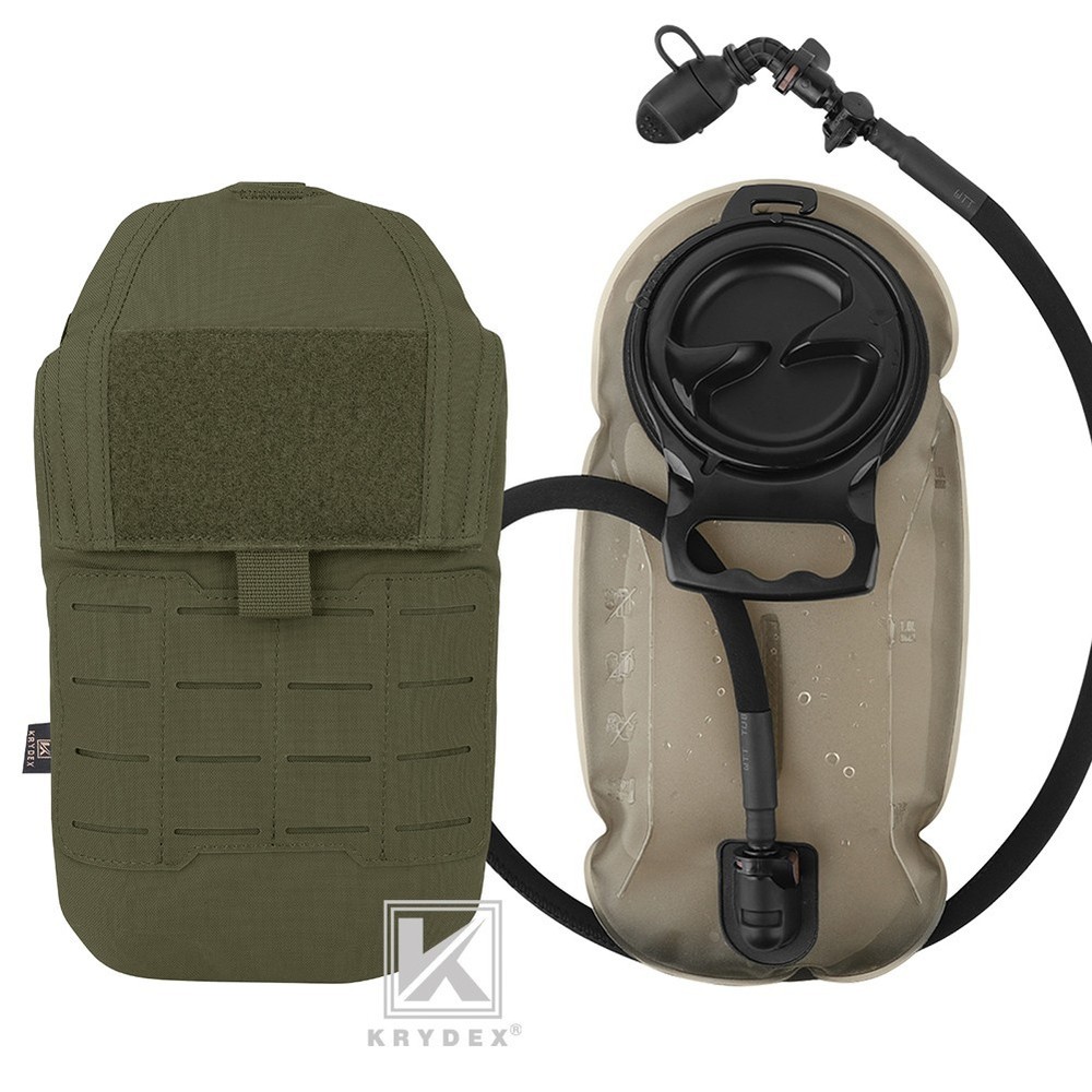 KRYDEX Tactical Hydration Carrier MOLLE Backpack Panel 1.5L Water Bladder Green