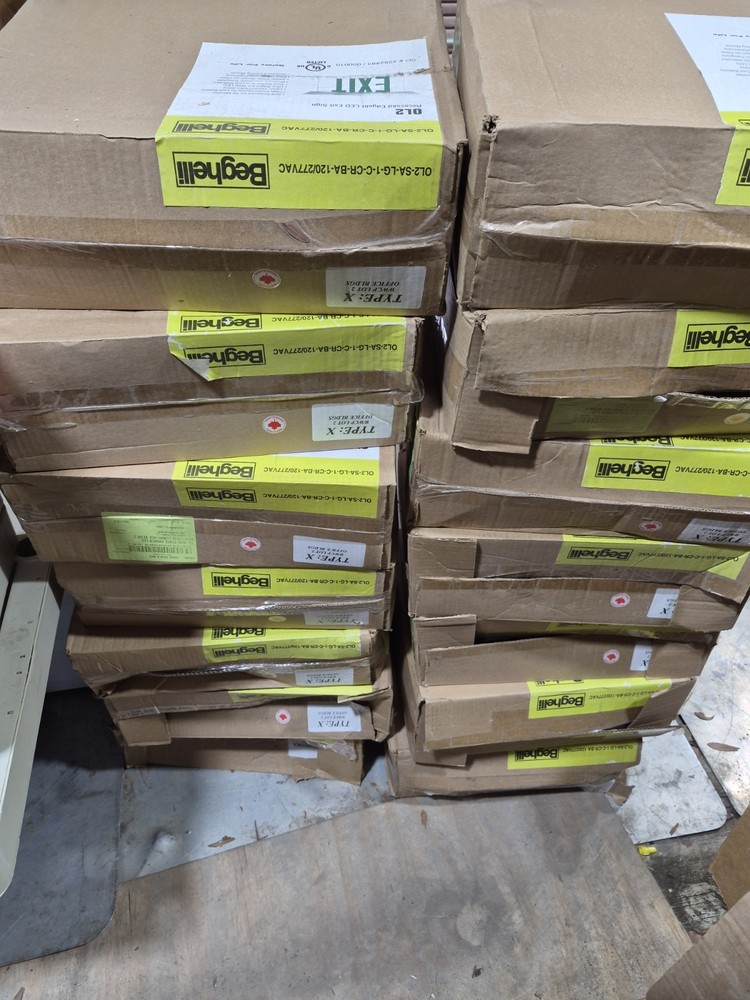 Beghelli OL2 Recessed Ceiling Mount LED Exit Sign Brushed Aluminum Clear Plastic