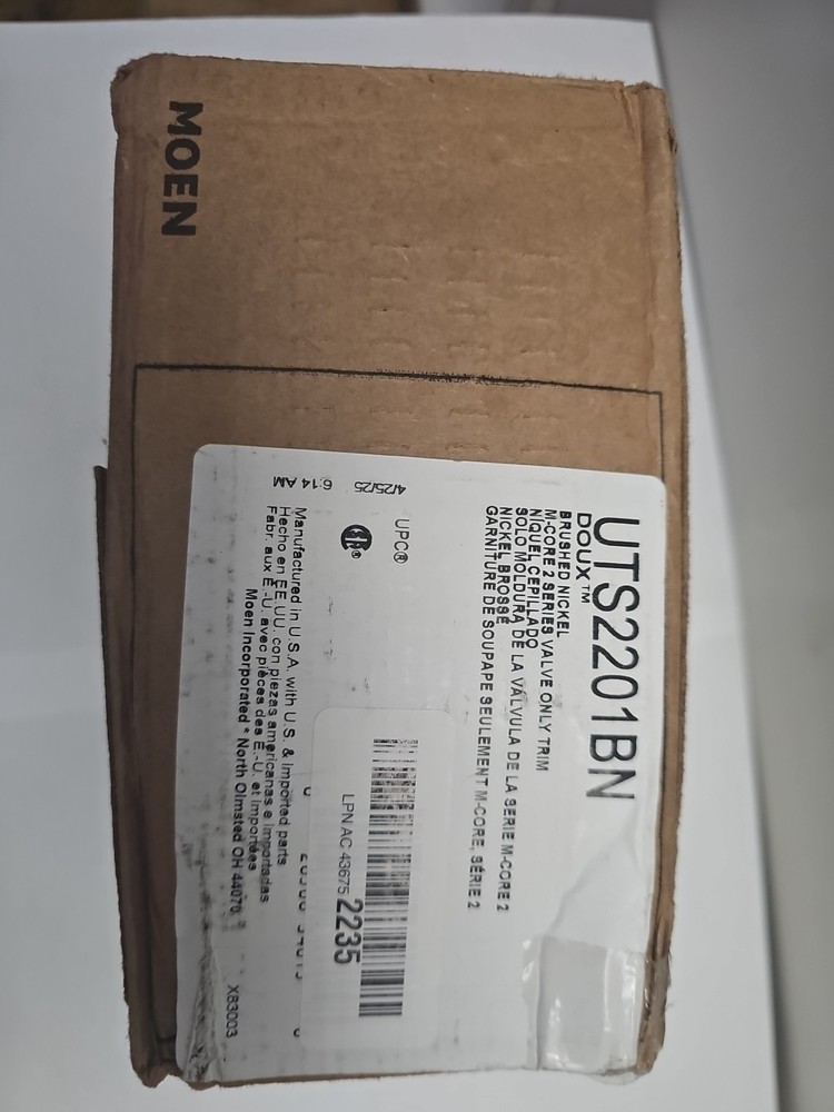 Moen Doux UTS2201BN M-Core 2-Series Valve Trim Brushed Nickel