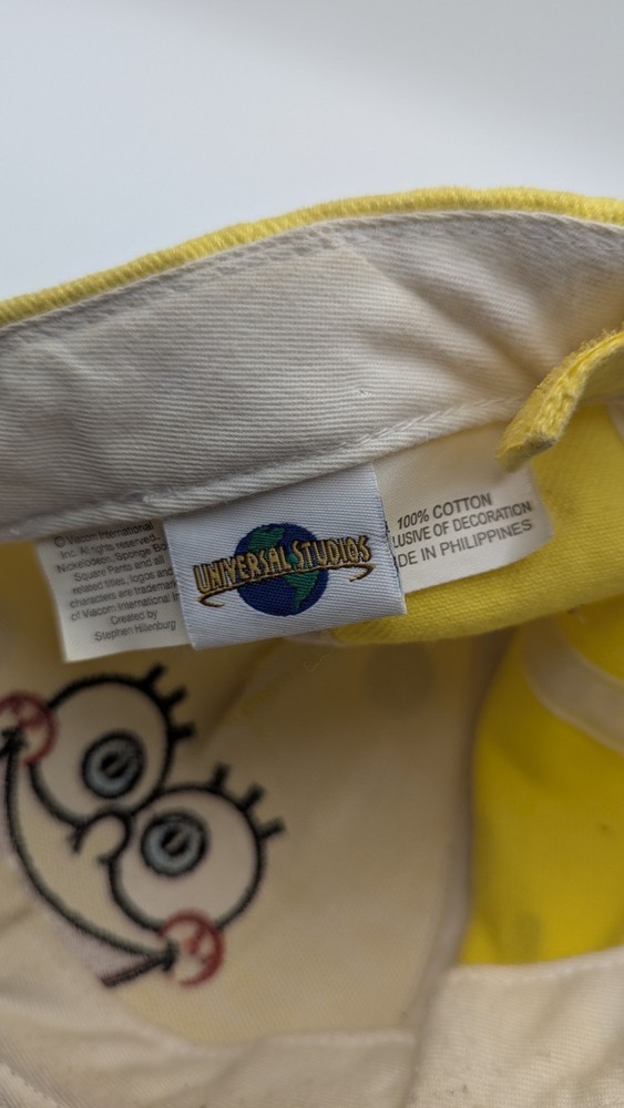 Spongebob Squarepants Hat Cap Universal Studios Viacom One Size Hook & Loop y2k