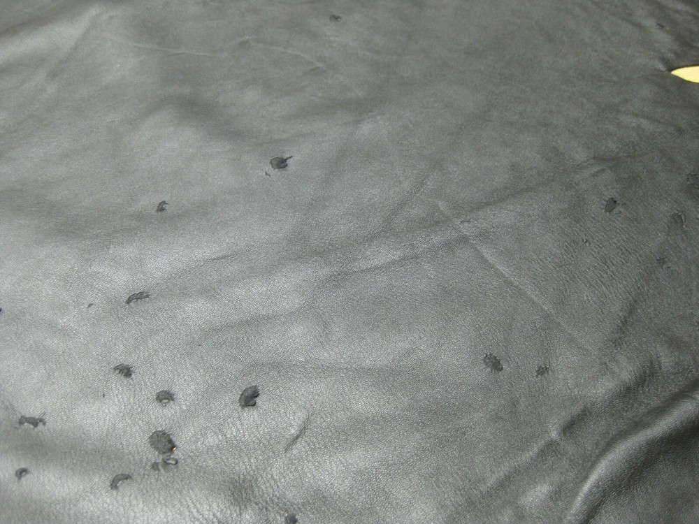 Black Italian Lamb Leather Hide #0010466