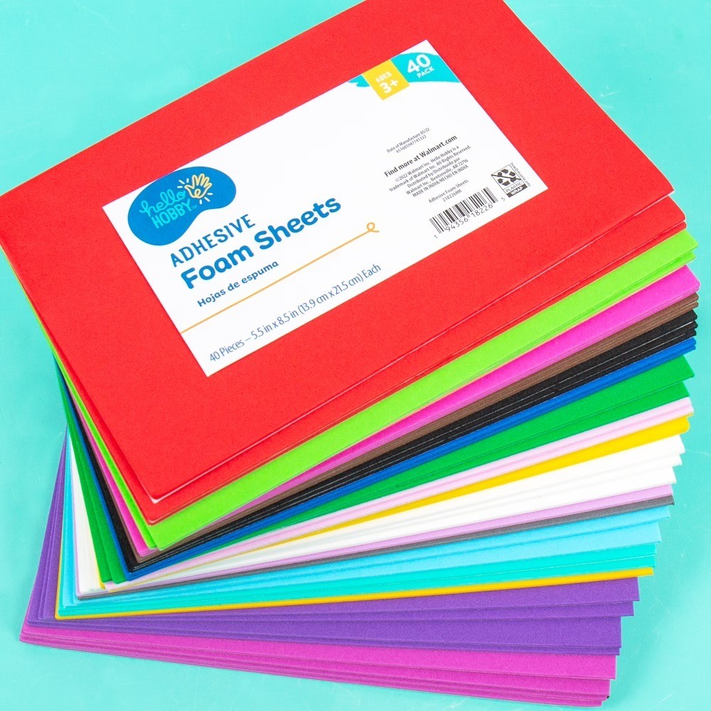 Multicolor Self Adhesive Craft Foam Sheets 40 Pack for DIY Art Projects
