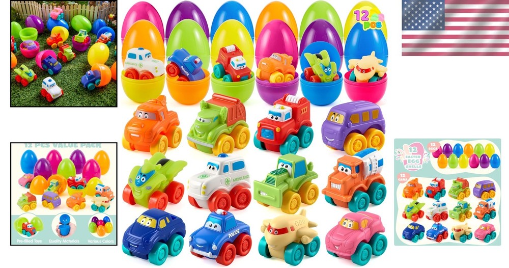 Easter Egg Hunt Prizes - Rubber Car Filled Eggs