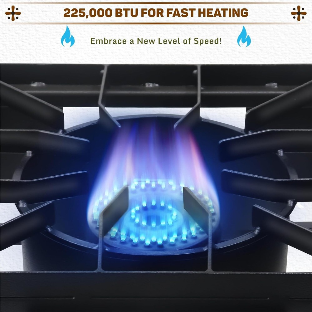 Three Burner Propane Stove - with Dual Side & Bottom Shelf and Wind Panel