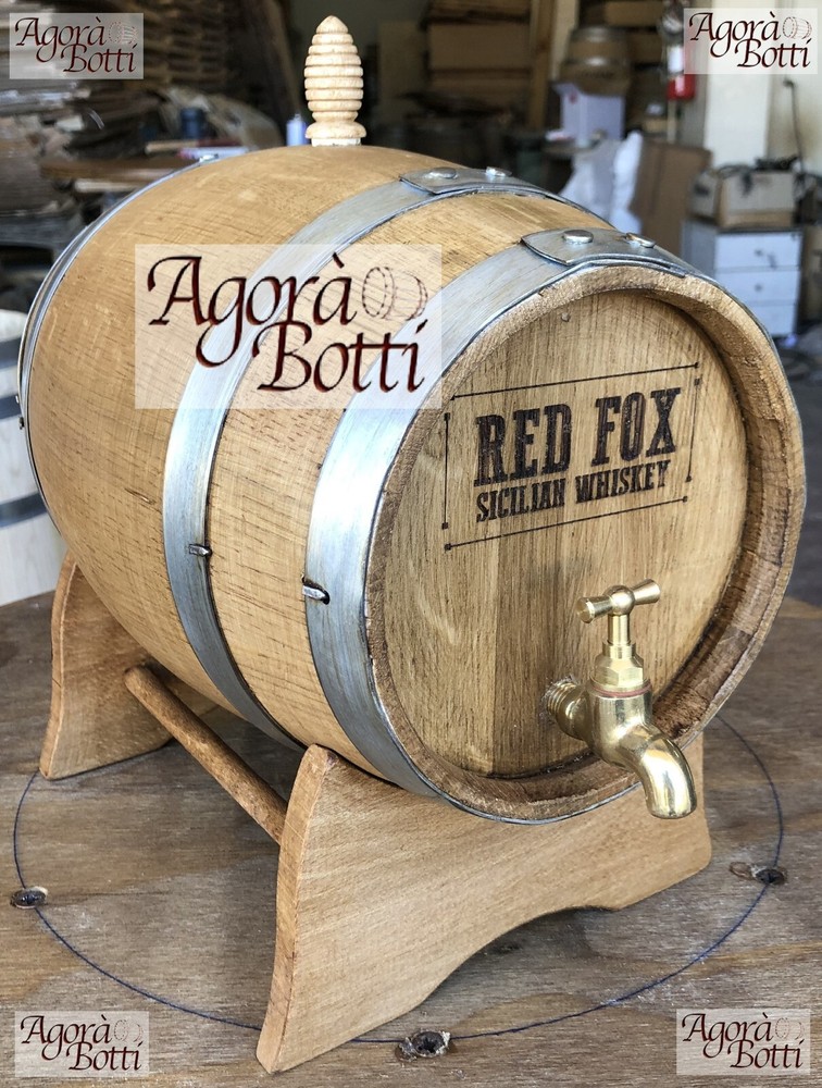 OAK 20 Litre Barrel with BRASS Faucet and Custom Fire Logo