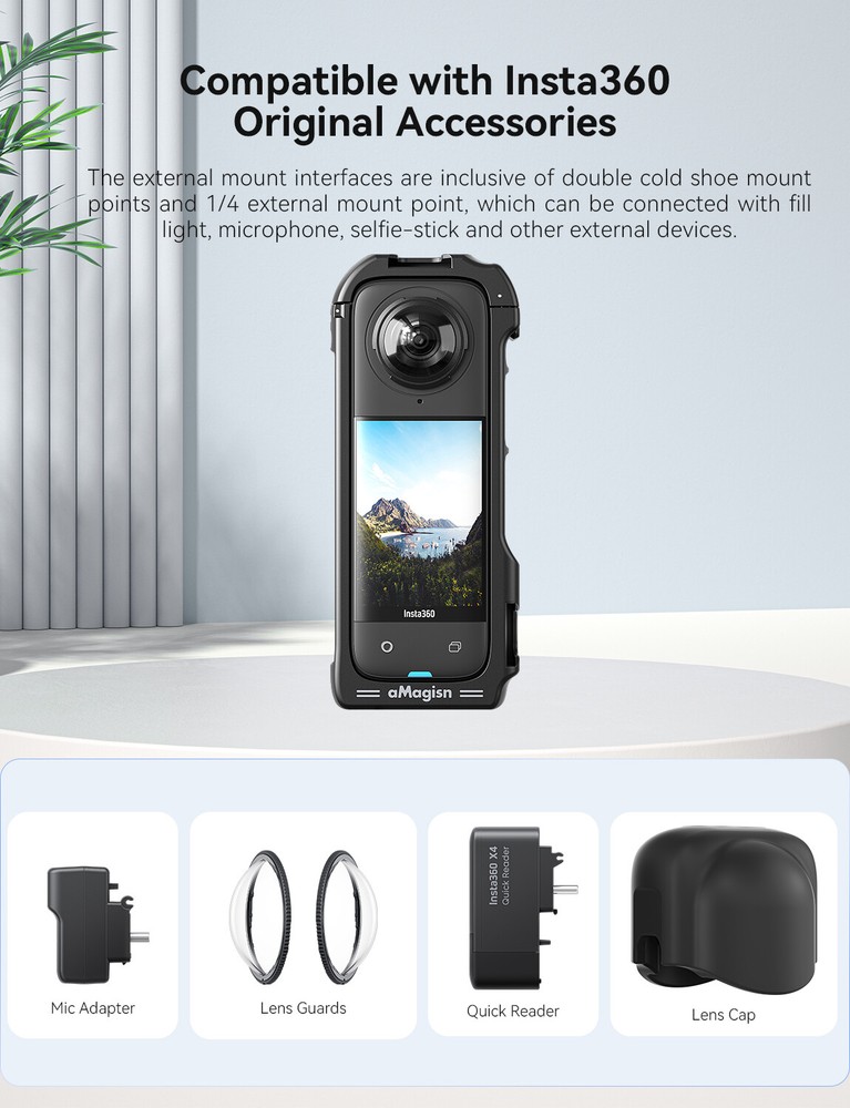 For Insta360 X4 Camera Quick Release Rabbit Cage Protection Frame Accessories