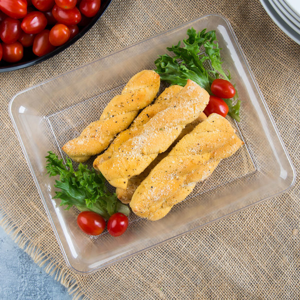 Fineline RC471.CL, 10" x 8" Clear Plastic Rectangular Cater Tray - 25/Case