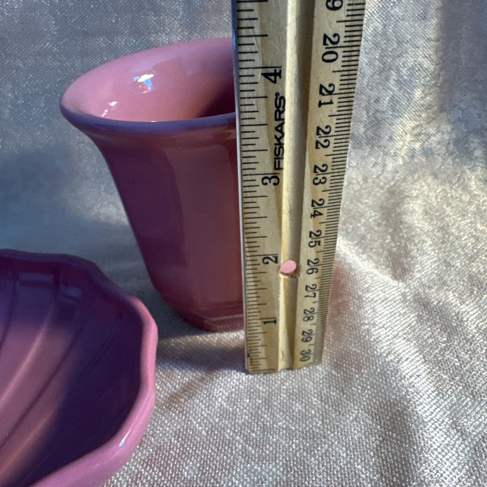 Retro 80's Style Pfaltzgraff Deep Mauve Shell Soap Dish & Cup Bathroom Set