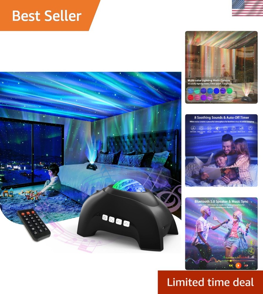 Northern Lights Star Projector & Bluetooth Speaker - Relaxing Night Light for...