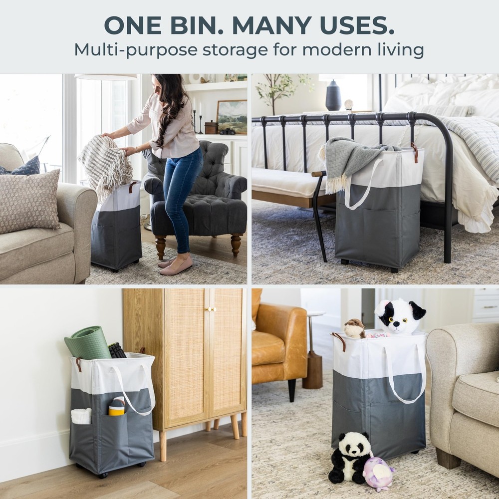 Laundry Basket with Wheels – Foldable, Space-Saving, Fabric Slim Laundry H