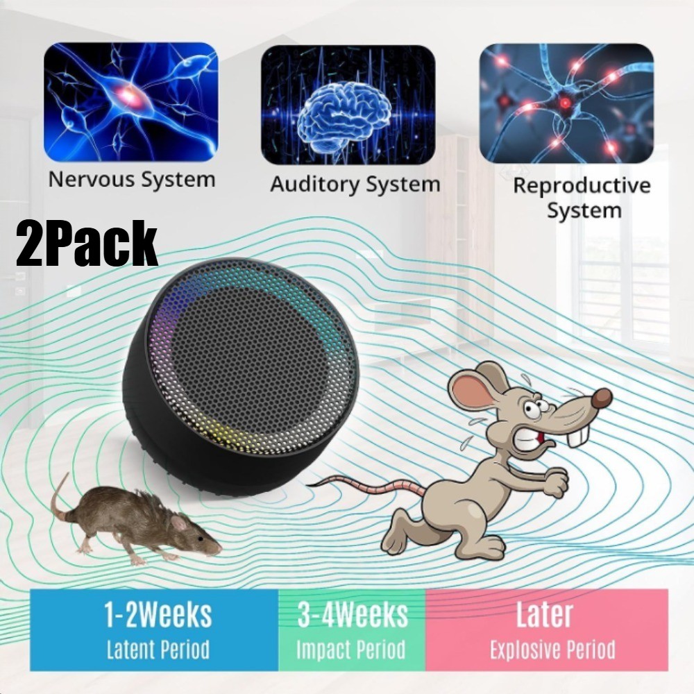 2x Ultrasonic Mouse Electronic Control Device, 360° Mouse Preventer Plug Pest