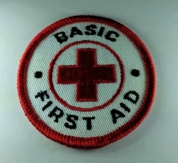 Vintage Red Cross Basic First Aid Embroidered Patch - NOS - FREE Shipping