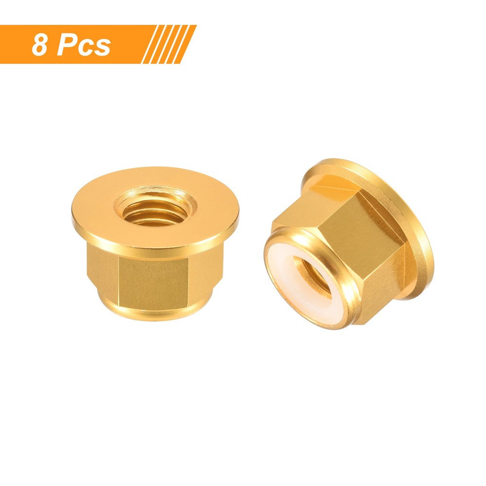 Nylon Insert Hex Lock Nuts, 8pcs - M8x1.25mm Self-Locking Nut(Gold)