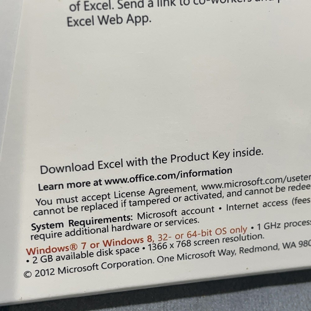 Microsoft Word 2013 & Microsoft Excel 2013 Key Cards In Sealed Boxes 1 PC