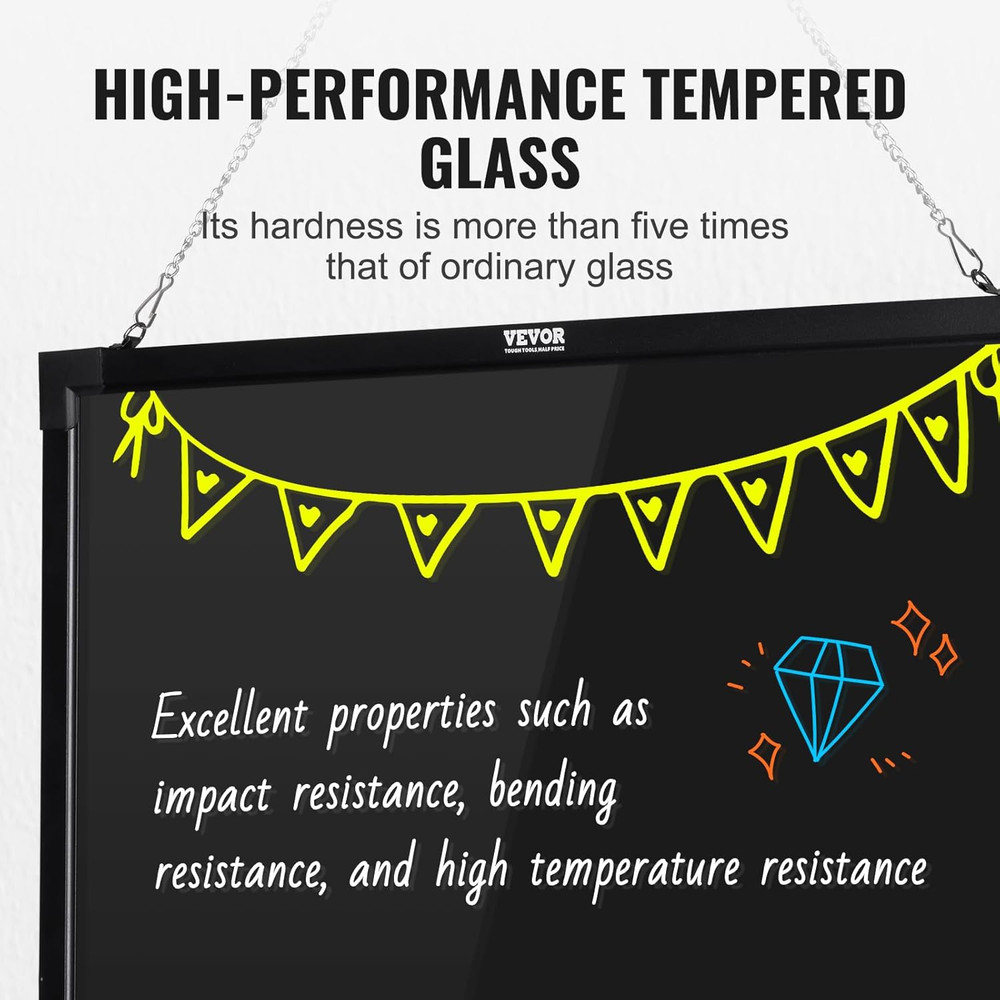32"X24" LED Message Writing Board, Menu Sign Boards, Illuminated Erasable Lighte