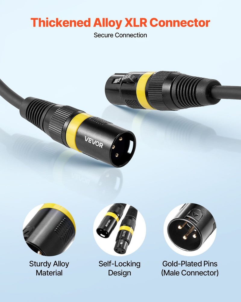 XLR Cable 100 ft 2 Pack Shielded Balanced DMX Male Female Microphone Cable