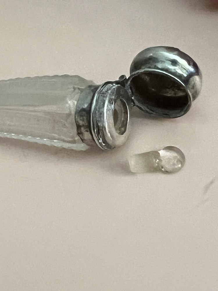 Antique Cut Crystal Sterling Silver Perfume Bottle