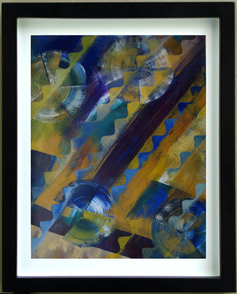 Acrylic on Paper Abstract Composition Signed TEMPE