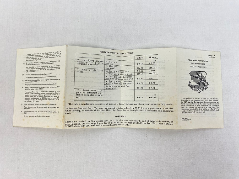 1969 Strategic Air Command First Team Notebook Offutt US Air Force & Itinerary