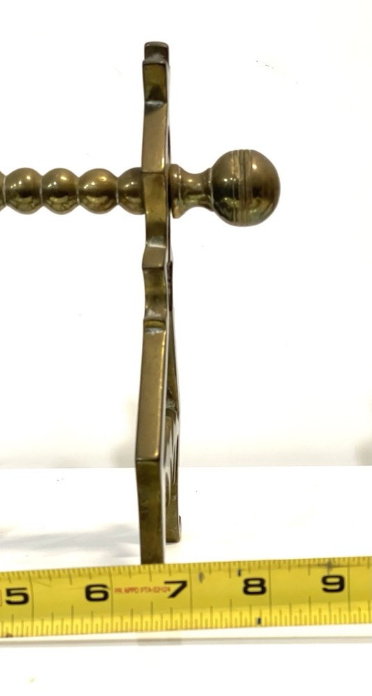 Antique Solid Brass Pair Of Fireplace Fire Dogs
