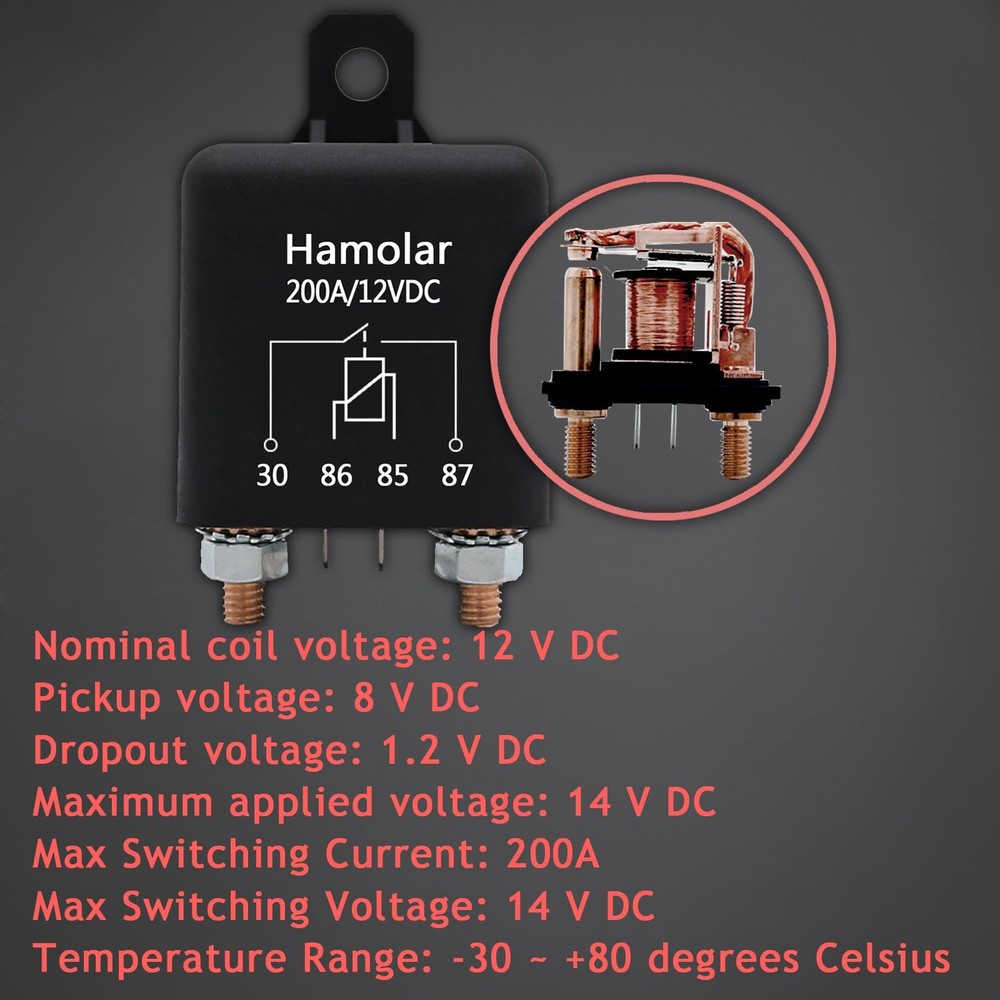 2 Pack 12V 200 Amp Continuous Duty Relay Switch Car Starter Heavy Duty Split