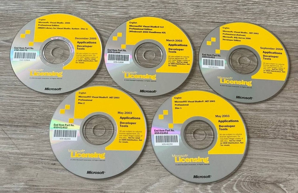 Lot of 24 Microsoft Visual Studio 6.0 .NET 2003 2005 MSDN Library CDs