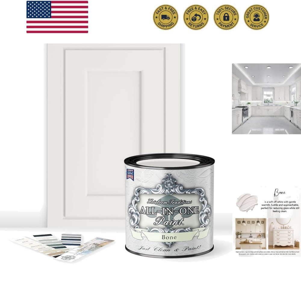 ALL-IN-ONE Paint by Heirloom Traditions, Bone Off White, Quart - Durable cabi...