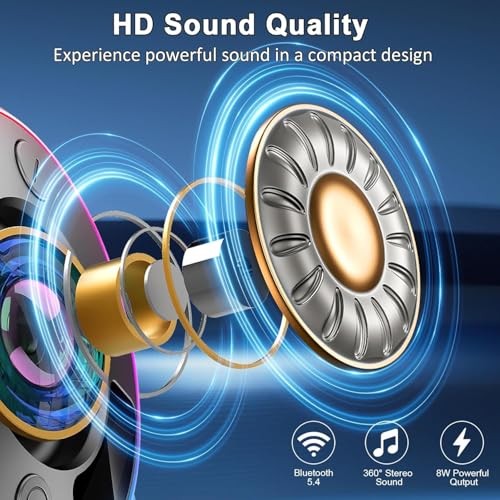 Bluetooth Shower Speaker, Portable Bluetooth 5.4 Speaker with 360°HD black