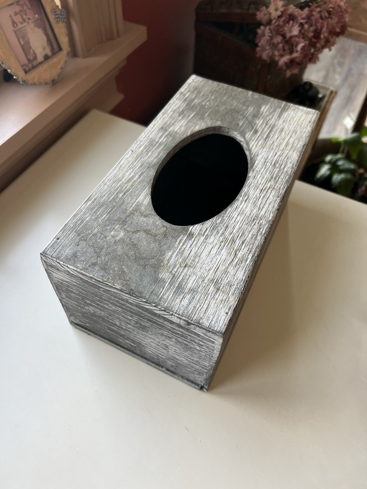 Rustic Textured Wooden Rectangular Tissue Box Holder