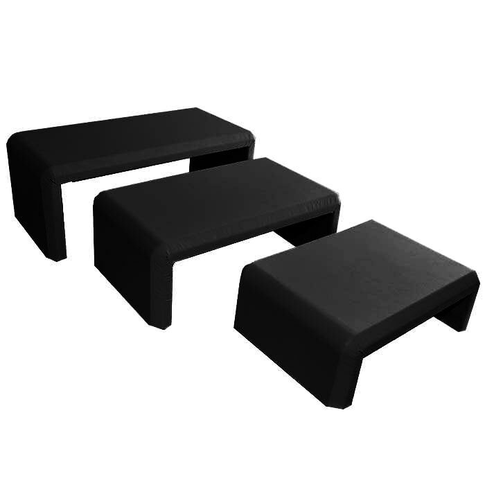 Black Leatherette Display Shelf Riser Set Display Organizer Holder Riser Stands