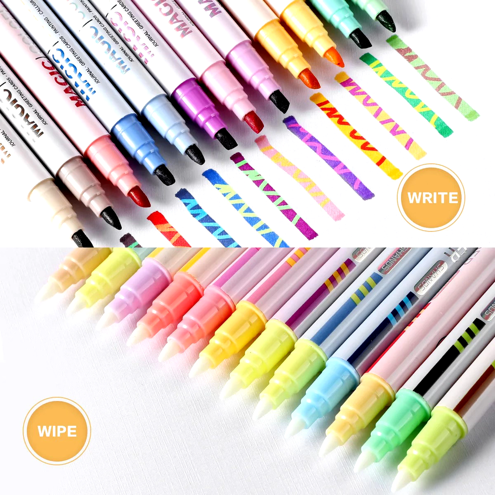 12pcs Double-ended Magic Color Changing Highlighter Pen Set