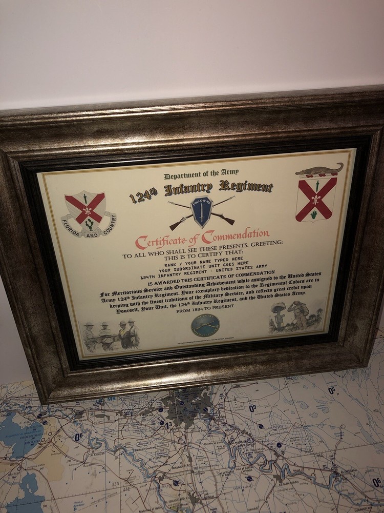 124TH INFANTRY REGIMENT / COMMEMORATIVE - CERTIFICATE OF COMMENDATION