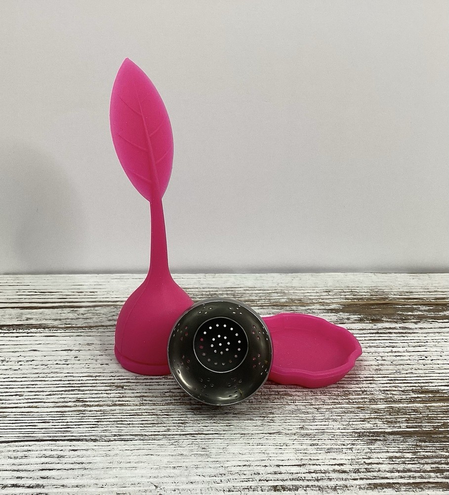 Pink Silicone Leaf Tea Infuser With Stainless Tea Strainer/herbal Spice Filter