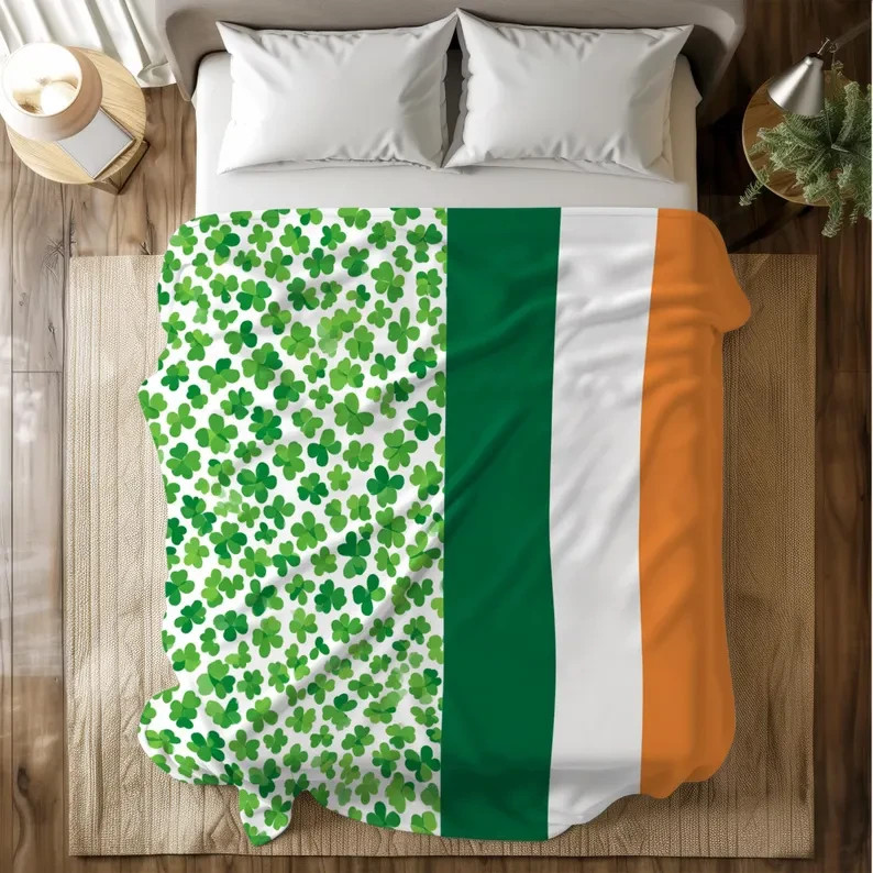 Personalized St Patrick's Day Fleece Throw Custom Name Irish Lucky Gift