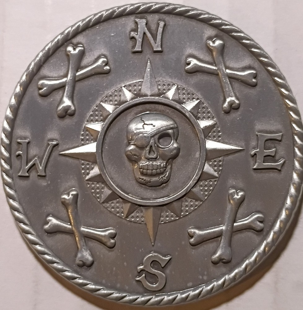 Agiftcorp Skull and Crossbones Compass Coin