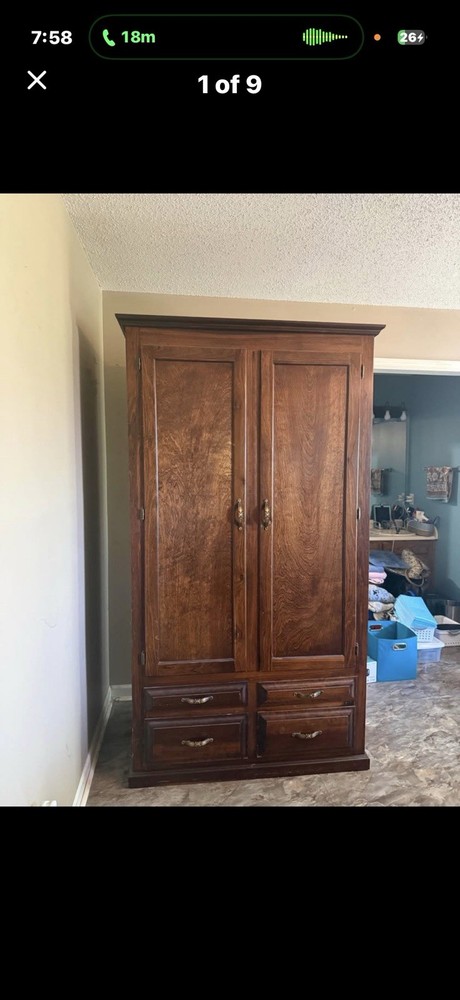Vintage Handmade Armoire Solid Wood